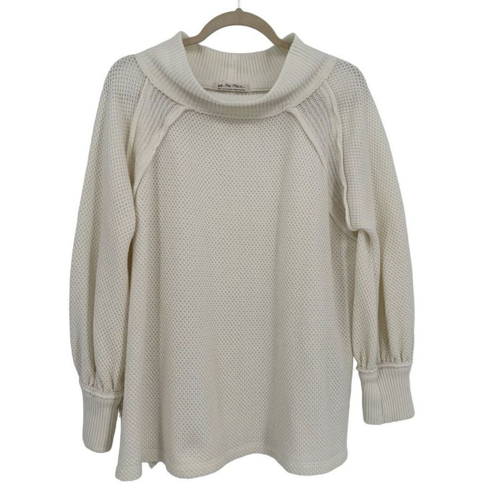 FREE PEOPLE We The Free She's a Keeper Mock Neck Sweater Frenchnilla Ivory Small
